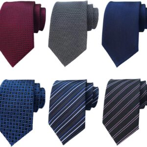 Adulove Males’s Basic Silk Neckties – Set of 6 Woven Jacquard Ties