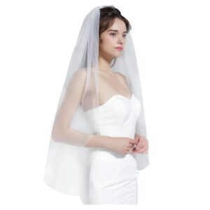 BEAUTELICATE Bridal Veil for Weddings – 1 Tier, Lower Edge, Fingertip & Cathedral Size with Comb