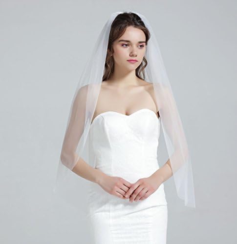 BEAUTELICATE Bridal Veil for Weddings - 1 Tier, Lower Edge, Fingertip & Cathedral Size with Comb