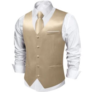 DiBanGu Males’s Stable Shade Satin Waistcoat and Tie Set – Costume Vest for Tuxedos, Weddings, and Informal Occasions