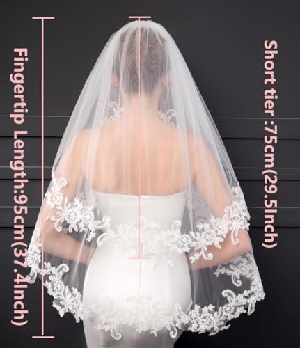 EllieHouse Girls's Brief 2-Tier Bridal Veil with Comb - Size 24