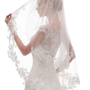 EllieHouse Girls’s Brief 2-Tier Bridal Veil with Comb – Size 24