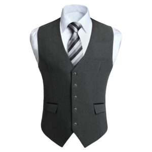 HISDERN Males’s Formal Slim Match Go well with Vest – Strong Colour Marriage ceremony Waistcoat for V-Neck Tuxedo