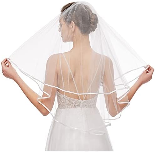 Nanchor Ladies's Easy Tulle Quick Marriage ceremony Veil with Satin Edge and Comb for Bridal and Bachelorette Events