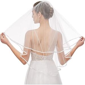 Nanchor Ladies’s Easy Tulle Quick Marriage ceremony Veil with Satin Edge and Comb for Bridal and Bachelorette Events