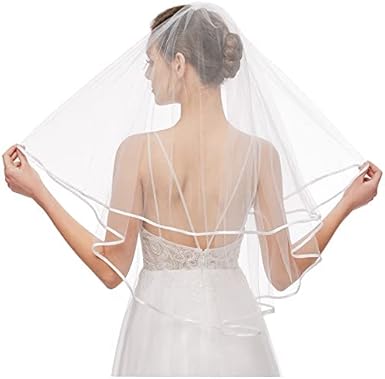 Nanchor Ladies’s Easy Tulle Quick Marriage ceremony Veil with Satin Edge and Comb for Bridal and Bachelorette Events